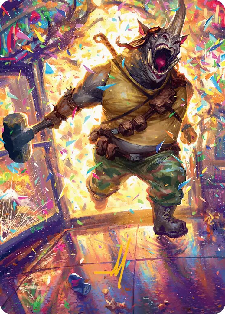 Rocksteady, Rowdy Rhino Art Card (Gold-Stamped Signature) [Teenage Mutant Ninja Turtles Art Series] | Card Merchant Takapuna