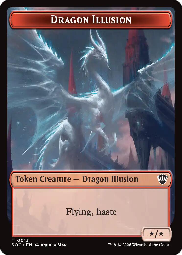 Dragon Illusion // Elemental (0002) Double-Sided Token [Secrets of Strixhaven Commander Tokens] | Card Merchant Takapuna