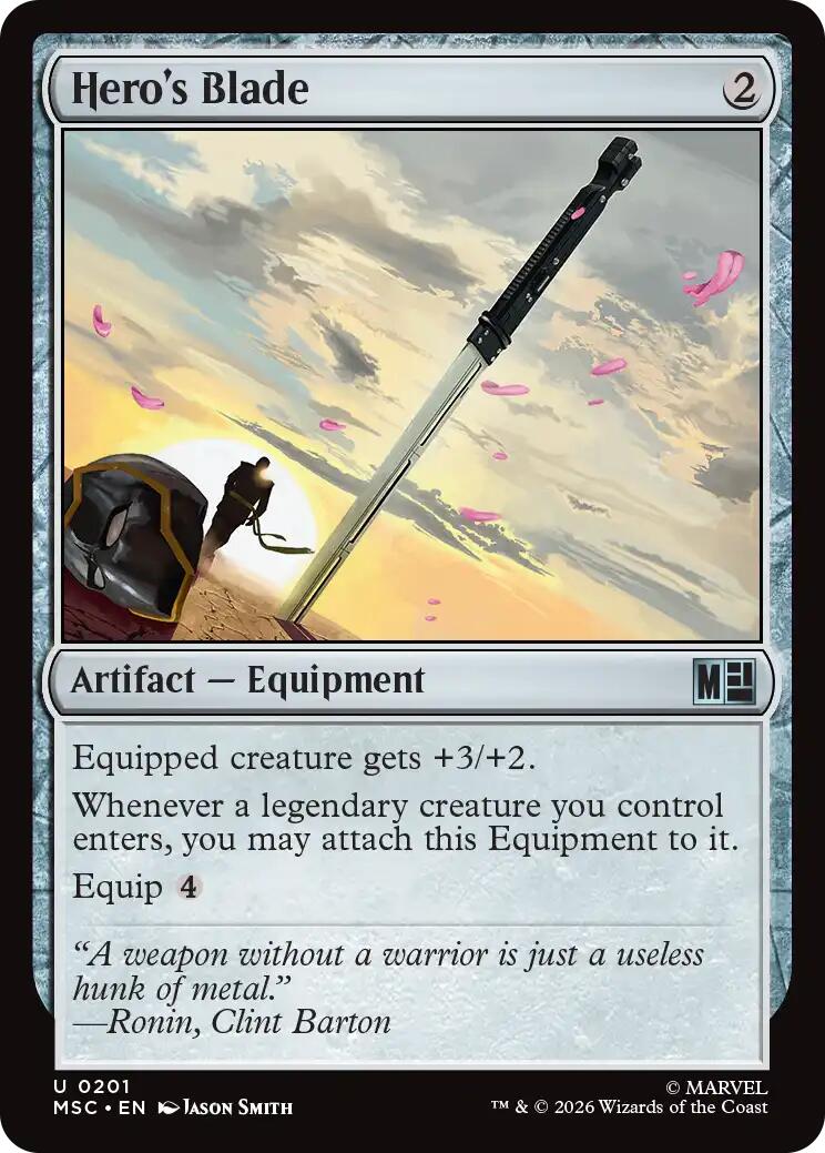 Hero's Blade (Surge Foil) [Marvel Super Heroes Commander] | Card Merchant Takapuna