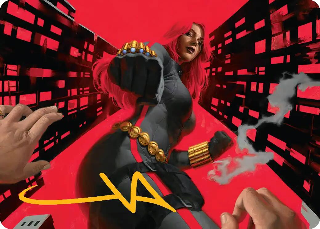 Black Widow, Deadly Hunter Art Card (Gold-Stamped Signature) [Marvel Super Heroes Art Series] | Card Merchant Takapuna