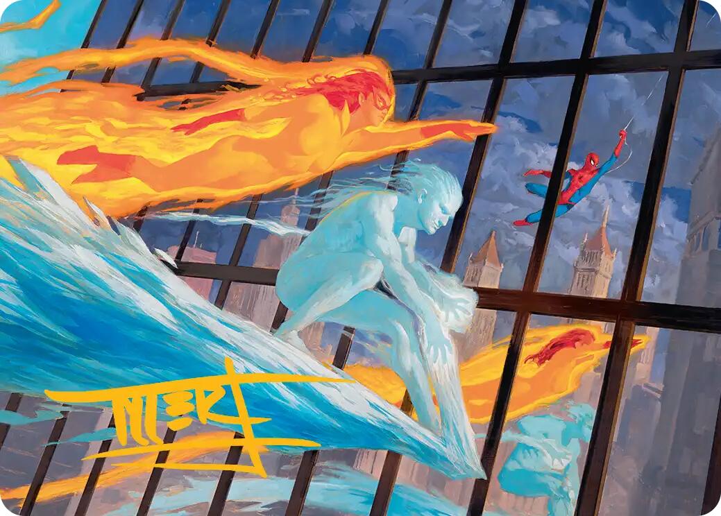 Iceman and Firestar Art Card (Gold-Stamped Signature) [Marvel Super Heroes Art Series] | Card Merchant Takapuna