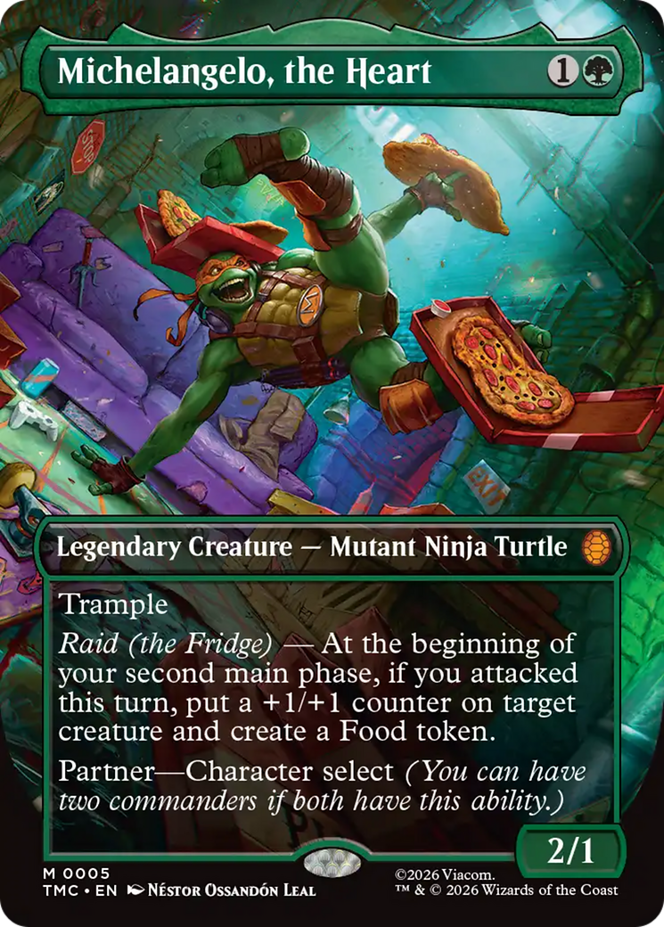 Michelangelo, the Heart (Borderless) [Teenage Mutant Ninja Turtles Commander] | Card Merchant Takapuna