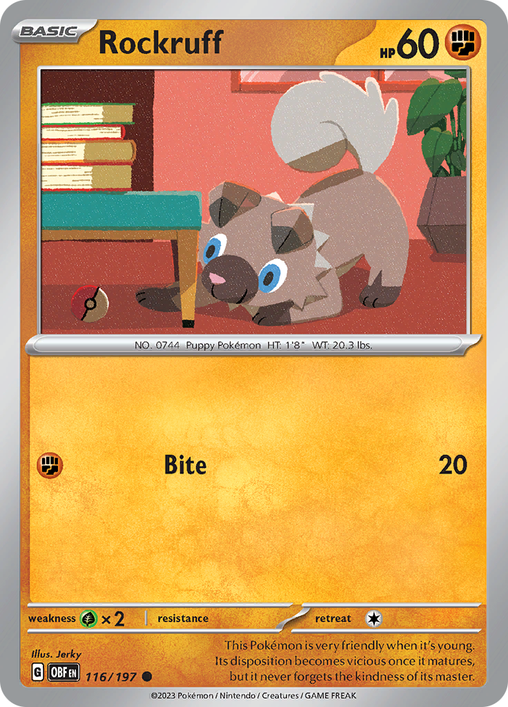 Rockruff (116/197) [Scarlet & Violet: Obsidian Flames] | Card Merchant Takapuna
