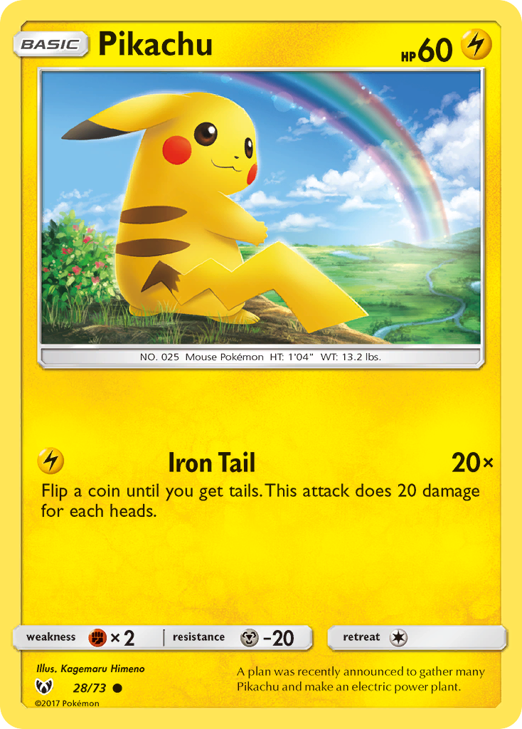 Pikachu (28/73) (Cosmos Holo) [Sun & Moon: Shining Legends] | Card Merchant Takapuna