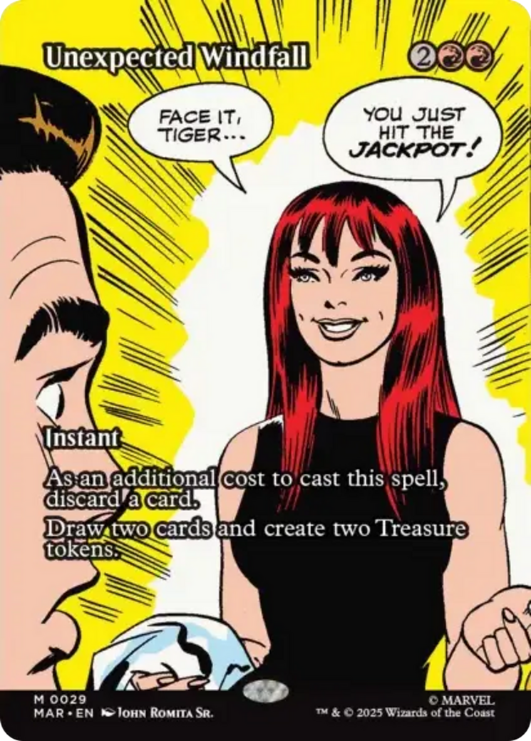 Unexpected Windfall (Borderless) [Marvel's Spider-Man: Eternal-Legal] | Card Merchant Takapuna