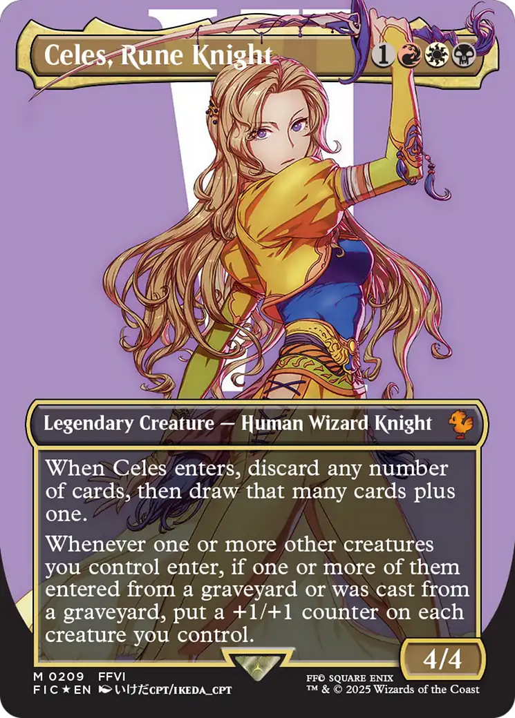 Celes, Rune Knight (Borderless) (Surge Foil) [FINAL FANTASY Commander] | Card Merchant Takapuna