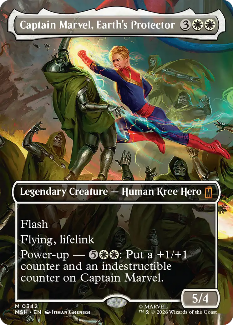 Captain Marvel, Earth's Protector (Borderless) (0342) [Marvel Super Heroes] | Card Merchant Takapuna