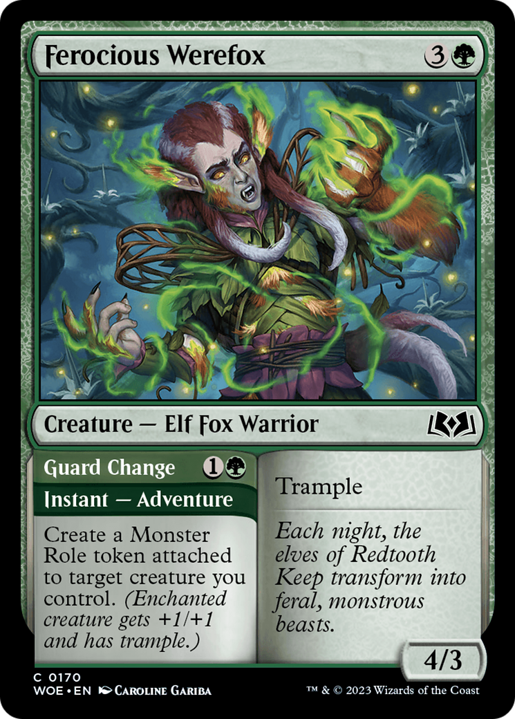 Ferocious Werefox // Guard Change [Wilds of Eldraine] | Card Merchant Takapuna