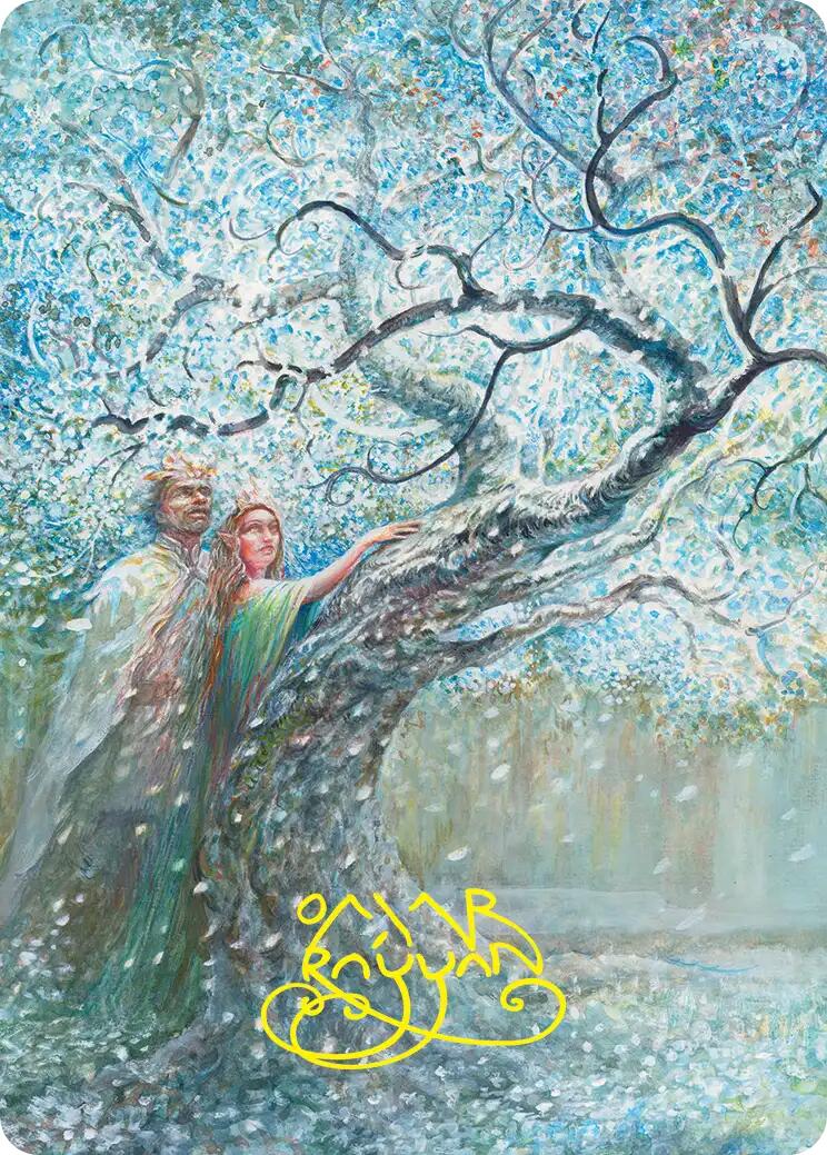 Flowering of the White Tree Art Card (Gold-Stamped Signature) [The Hobbit Art Series] | Card Merchant Takapuna
