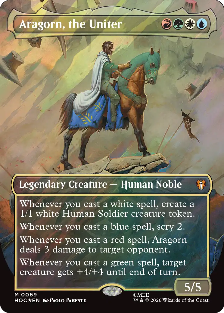 Aragorn, the Uniter (Borderless) (Surge Foil) [The Hobbit: Eternal-Legal] | Card Merchant Takapuna