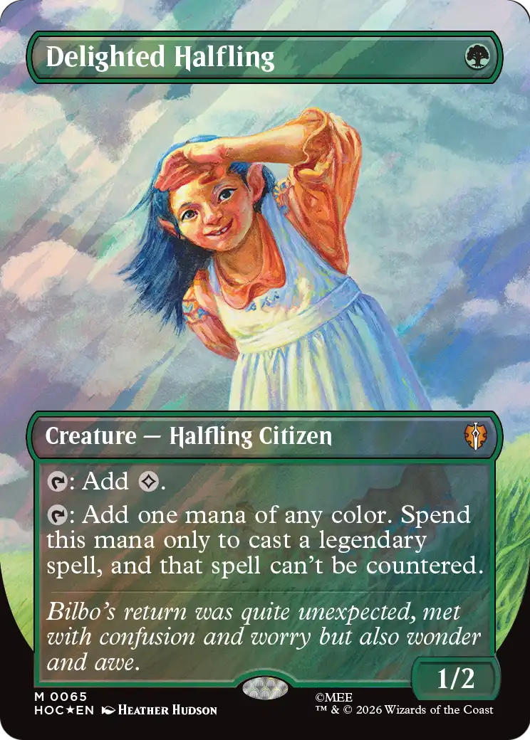 Delighted Halfling (Borderless) (Surge Foil) [The Hobbit] | Card Merchant Takapuna
