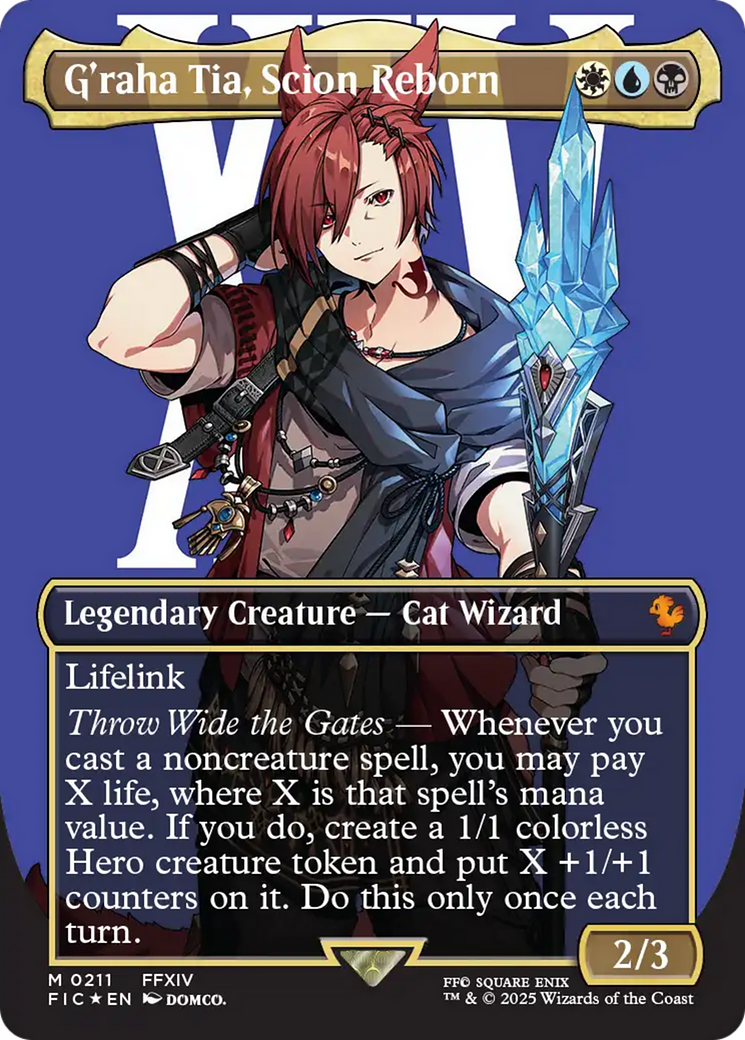 G'raha Tia, Scion Reborn (Borderless) (Surge Foil) [FINAL FANTASY Commander] | Card Merchant Takapuna