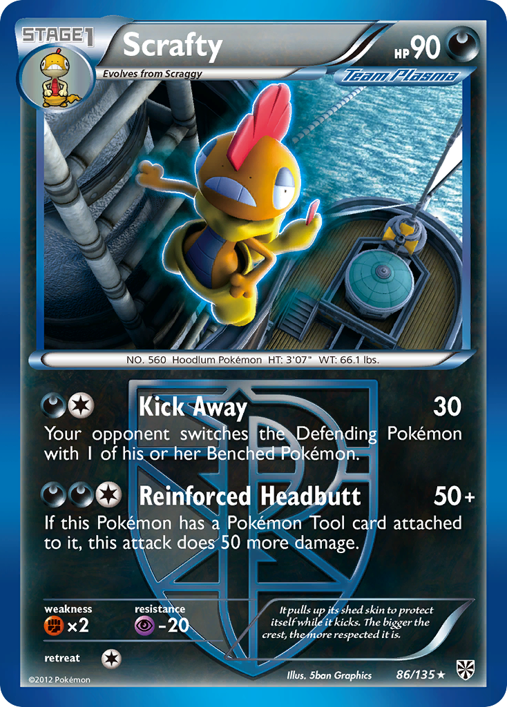 Scrafty (86/135) [Black & White: Plasma Storm] | Card Merchant Takapuna