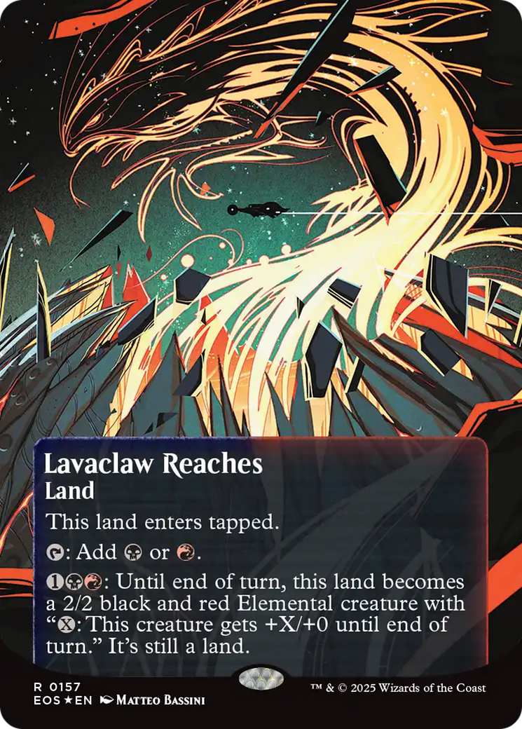 Lavaclaw Reaches (0157) (Borderless) (Galaxy Foil) [Edge of Eternities: Stellar Sights] | Card Merchant Takapuna