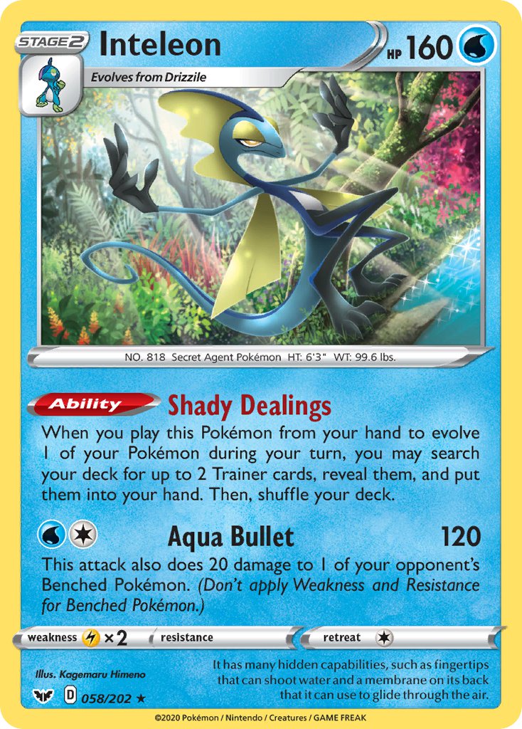 Inteleon (058/202) (Theme Deck Exclusive) [Sword & Shield: Base Set] | Card Merchant Takapuna