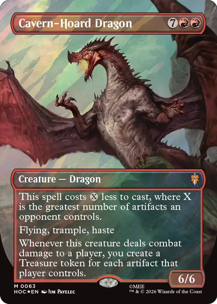 Cavern-Hoard Dragon (Borderless) (Surge Foil) [The Hobbit: Eternal-Legal] | Card Merchant Takapuna