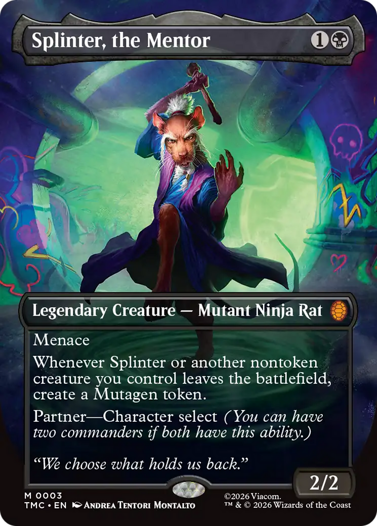 Splinter, the Mentor (Borderless) [Teenage Mutant Ninja Turtles Commander] | Card Merchant Takapuna