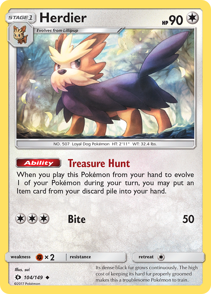 Herdier (104/149) [Sun & Moon: Base Set] | Card Merchant Takapuna