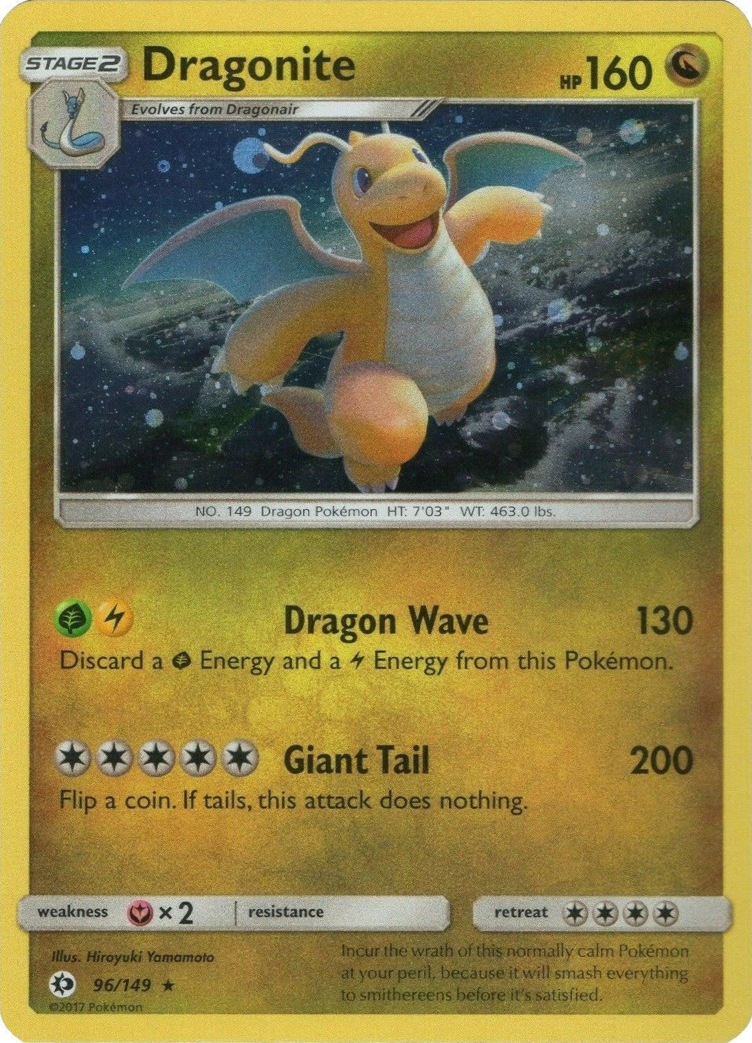 Dragonite (96/149) (Cosmos Holo) [Sun & Moon: Base Set] | Card Merchant Takapuna