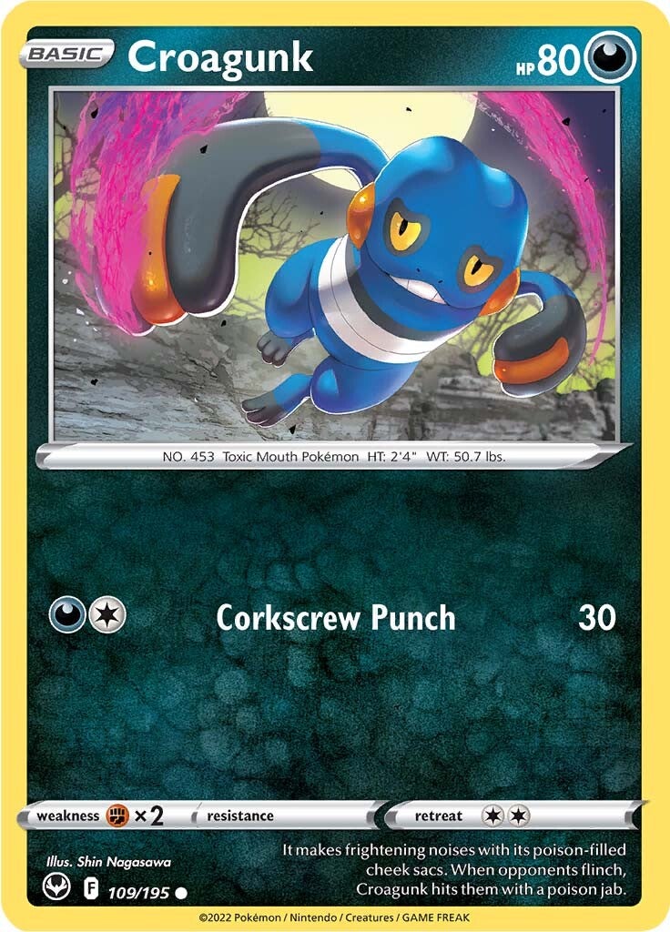 Croagunk (109/195) [Sword & Shield: Silver Tempest] | Card Merchant Takapuna