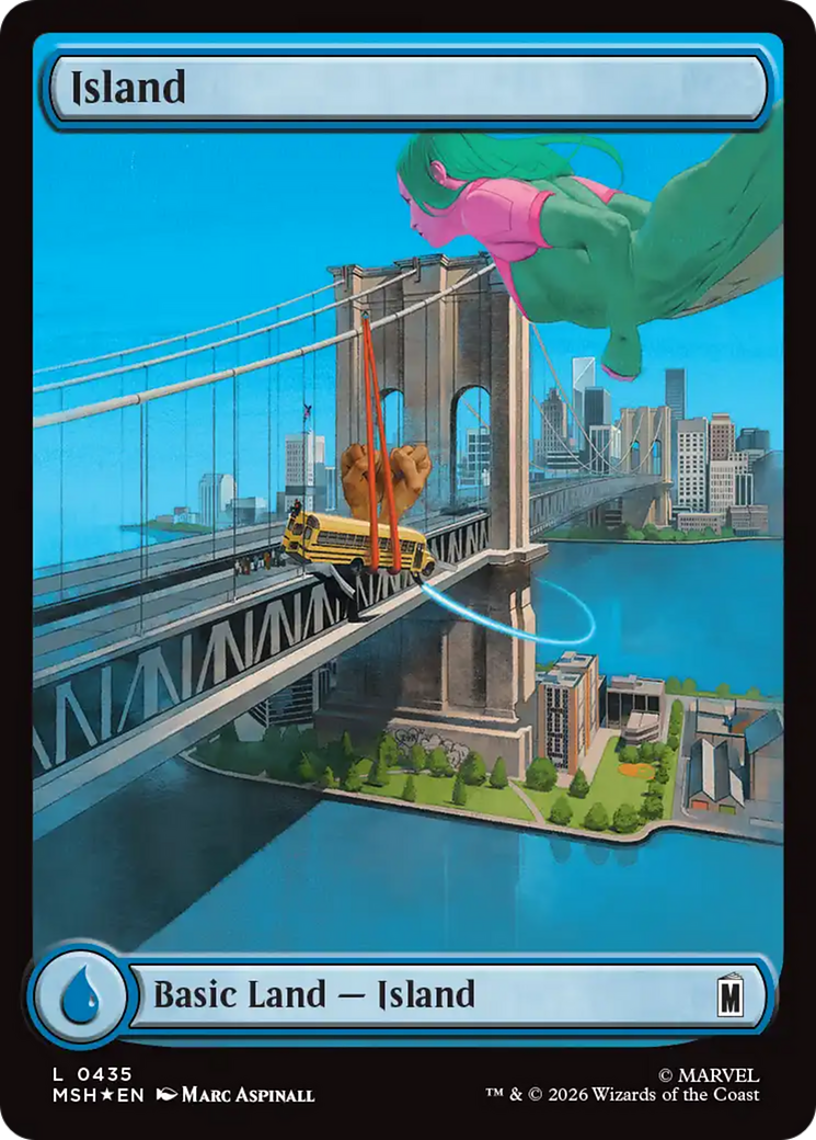 Island (0435) (Surge Foil) [Marvel Super Heroes] | Card Merchant Takapuna