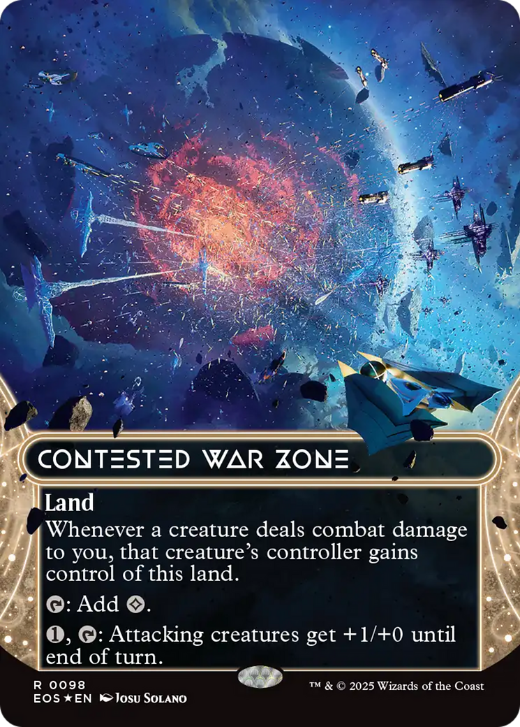 Contested War Zone (0098) (Borderless) (Galaxy Foil) [Edge of Eternities: Stellar Sights] | Card Merchant Takapuna