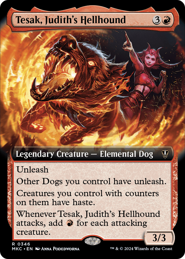 Tesak, Judith's Hellhound (Extended Art) [Murders at Karlov Manor Commander] | Card Merchant Takapuna