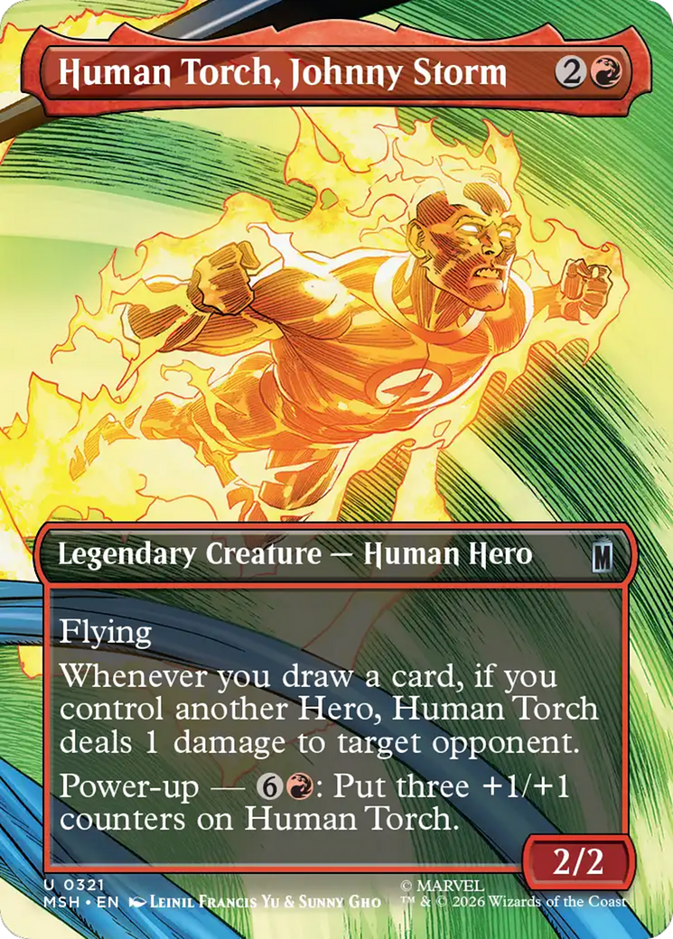 Human Torch, Johnny Storm (Borderless) [Marvel Super Heroes] | Card Merchant Takapuna