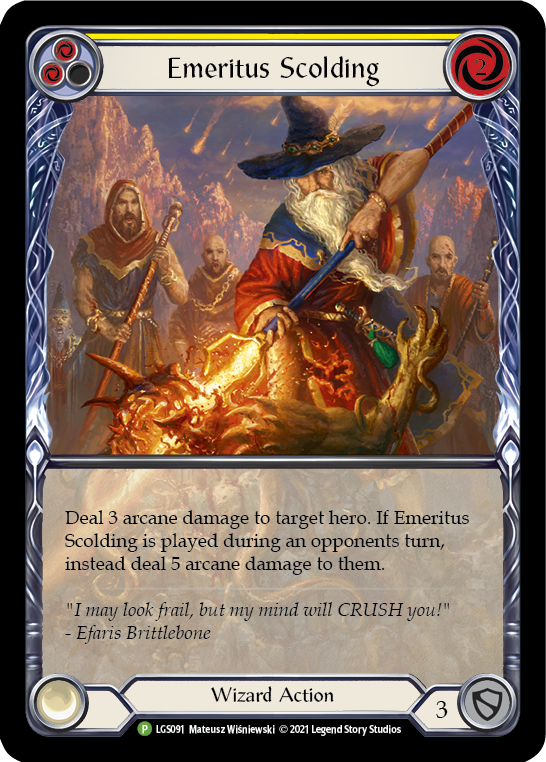 Emeritus Scolding (Yellow Extended Art) [LGS091] (Promo)  Rainbow Foil | Card Merchant Takapuna