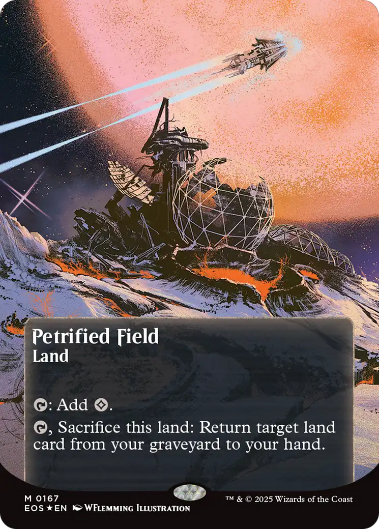 Petrified Field (0167) (Borderless) (Galaxy Foil) [Edge of Eternities: Stellar Sights] | Card Merchant Takapuna