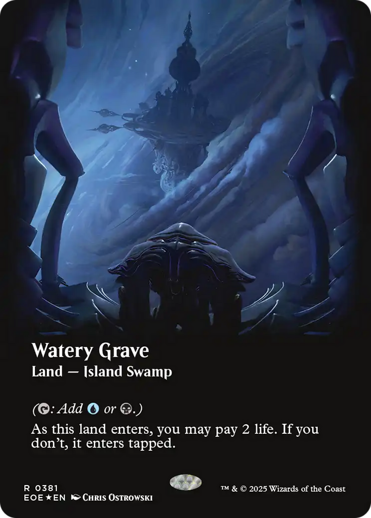 Watery Grave (Borderless) (Galaxy Foil) [Edge of Eternities] | Card Merchant Takapuna