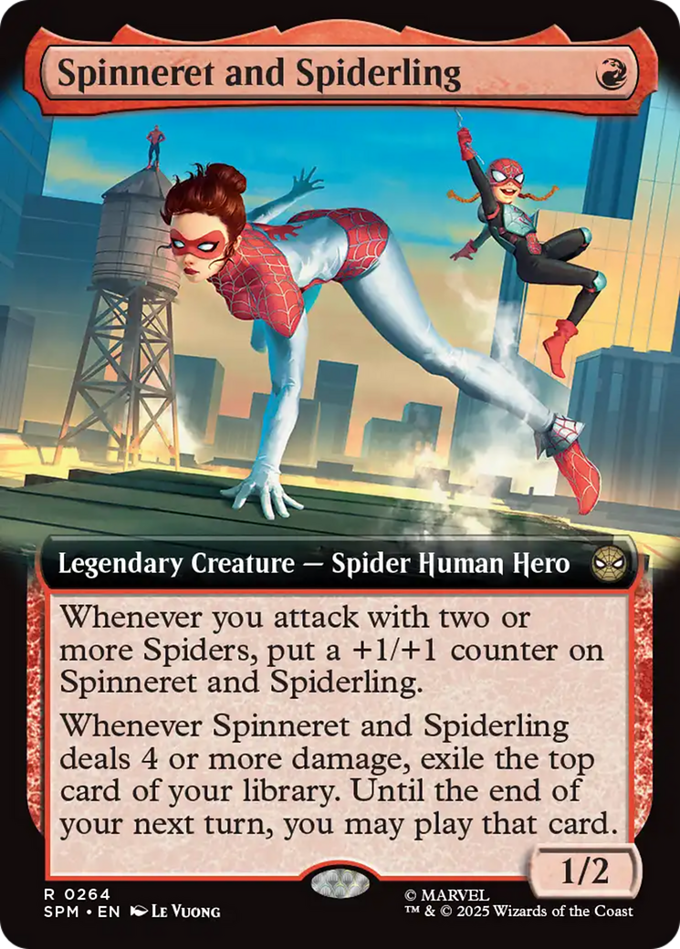 Spinneret and Spiderling (Extended Art) [Marvel's Spider-Man] | Card Merchant Takapuna