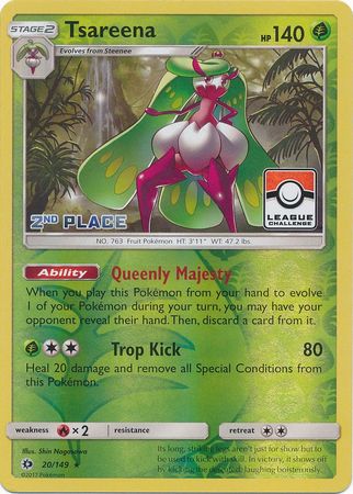 Tsareena (20/149) (League 2nd Place) [Sun & Moon: Base Set] | Card Merchant Takapuna