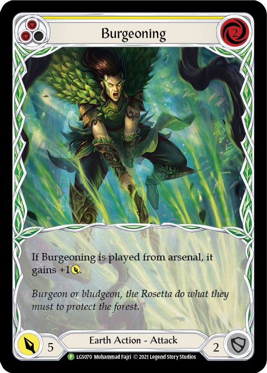 Burgeoning (Yellow) [LGS070] (Promo)  Rainbow Foil | Card Merchant Takapuna
