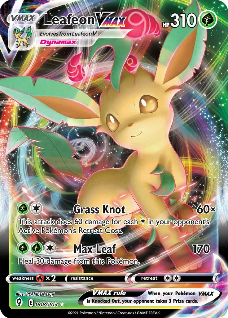 Leafeon VMAX (008/203) [Sword & Shield: Evolving Skies] | Card Merchant Takapuna