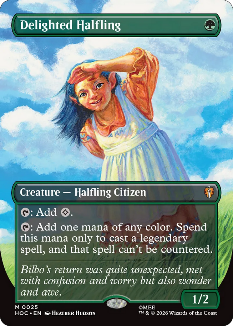 Delighted Halfling (Borderless) [The Hobbit: Eternal-Legal] | Card Merchant Takapuna