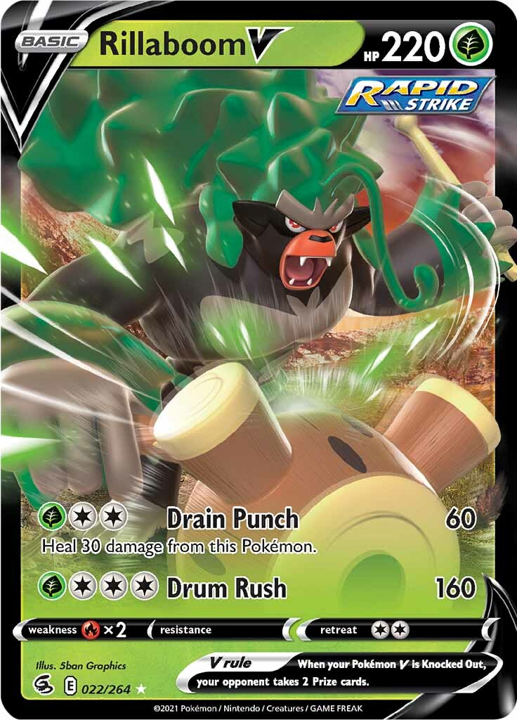 Rillaboom V (022/264) [Sword & Shield: Fusion Strike] | Card Merchant Takapuna