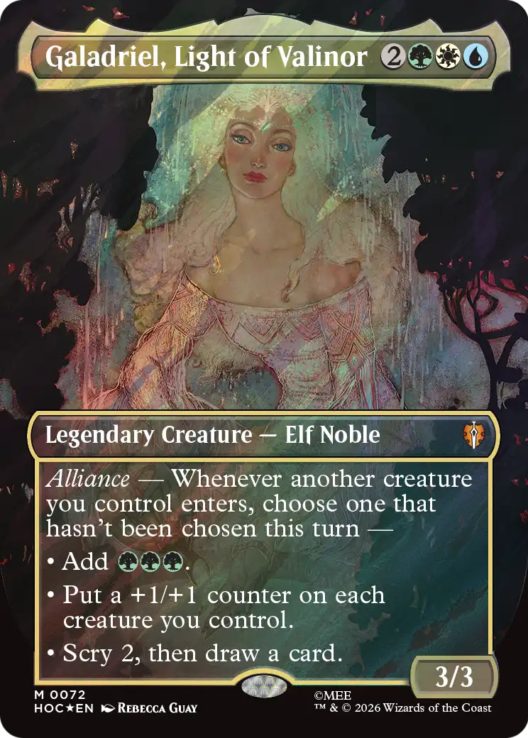 Galadriel, Light of Valinor (Borderless) (Surge Foil) [The Hobbit: Eternal-Legal] | Card Merchant Takapuna