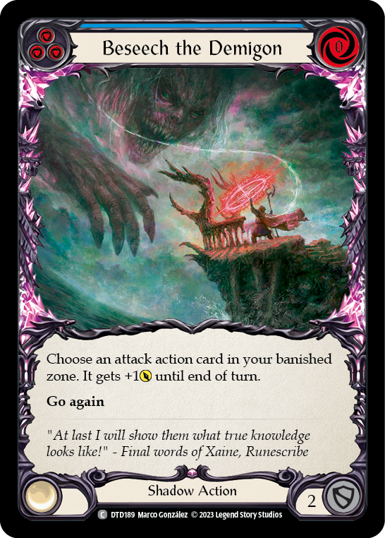 Beseech the Demigon (Blue) [DTD189] (Dusk Till Dawn)  Rainbow Foil | Card Merchant Takapuna