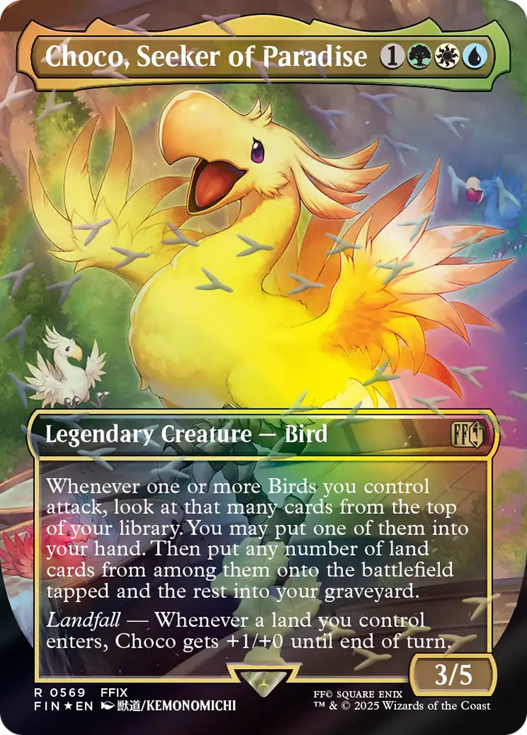 Choco, Seeker of Paradise (Borderless) (Chocobo Track Foil) [FINAL FANTASY] | Card Merchant Takapuna
