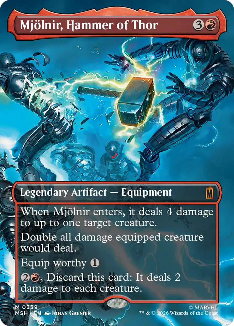 Mjolnir, Hammer of Thor (Borderless) (0339) [Marvel Super Heroes] | Card Merchant Takapuna