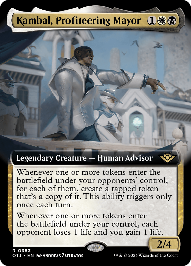 Kambal, Profiteering Mayor (Extended Art) [Outlaws of Thunder Junction] | Card Merchant Takapuna