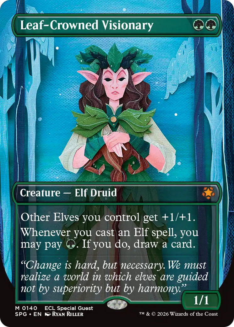 Leaf-Crowned Visionary (Borderless) [Lorwyn Eclipsed Special Guests] | Card Merchant Takapuna