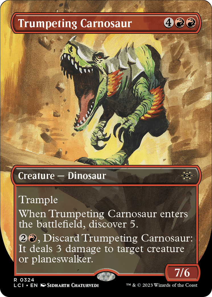Trumpeting Carnosaur (Borderless) [The Lost Caverns of Ixalan] | Card Merchant Takapuna