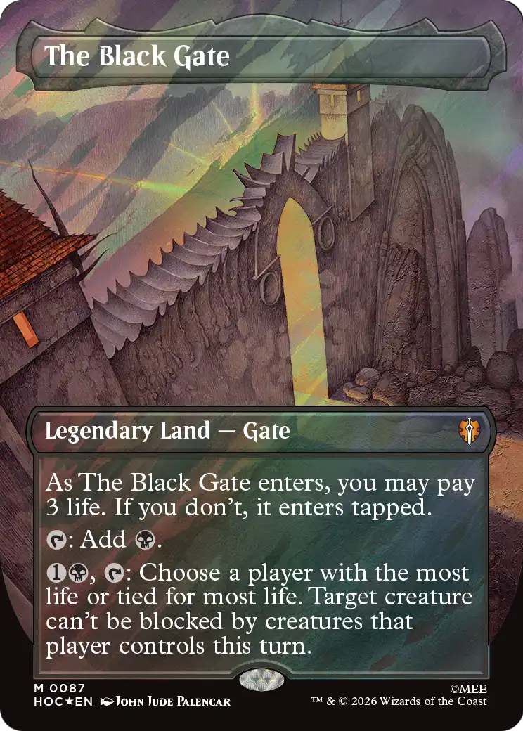The Black Gate (Borderless) (Surge Foil) [The Hobbit: Eternal-Legal] | Card Merchant Takapuna