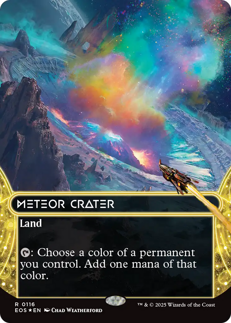 Meteor Crater (0116) (Borderless) (Galaxy Foil) [Edge of Eternities: Stellar Sights] | Card Merchant Takapuna