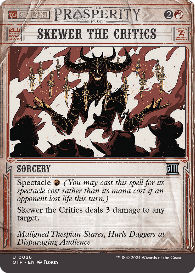 Skewer the Critics [Outlaws of Thunder Junction: Breaking News] | Card Merchant Takapuna