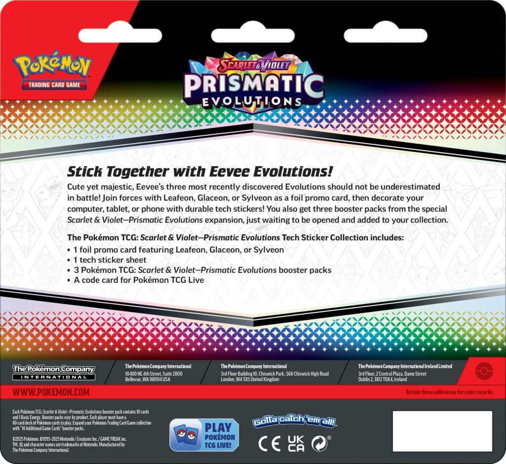 PKM S&V Prismatic Evolutions - Tech Sticker Collection | Card Merchant Takapuna