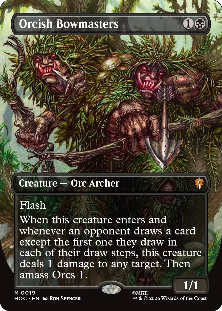 Orcish Bowmasters (Borderless) (Surge Foil) [The Hobbit: Eternal-Legal] | Card Merchant Takapuna