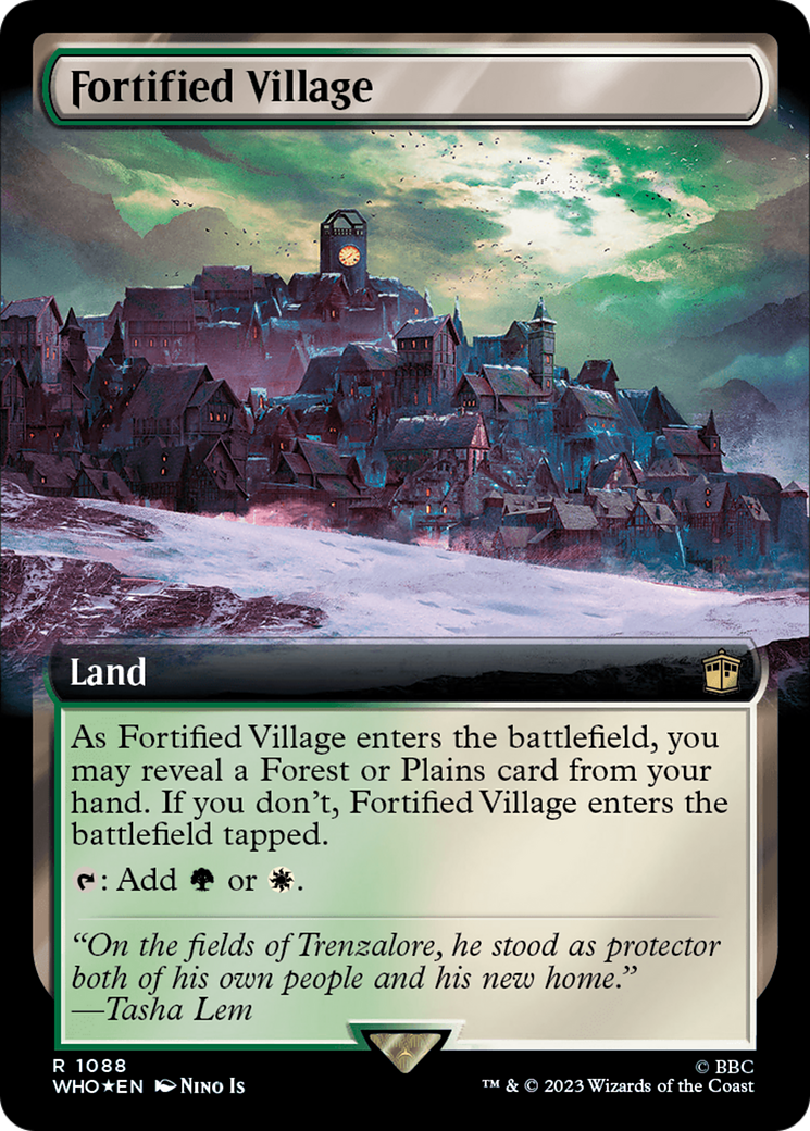 Fortified Village (Extended Art) (Surge Foil) [Doctor Who] | Card Merchant Takapuna